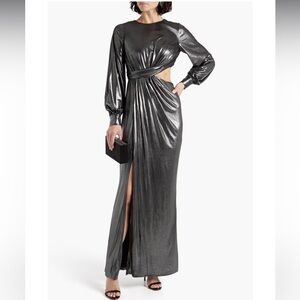 ONE33 SOCIAL Cutout Silver Metallic Jersey Gown Elegant Size 4 NWT!